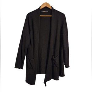 Black Wool and Cashmere Cardigan Made in Italy
